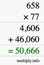 How to calculate 658 times 77 using long multiplication