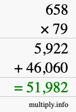 How to calculate 658 times 79 using long multiplication