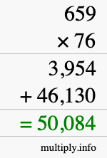 How to calculate 659 times 76 using long multiplication