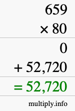 How to calculate 659 times 80 using long multiplication