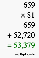 How to calculate 659 times 81 using long multiplication