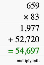 How to calculate 659 times 83 using long multiplication