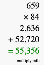 How to calculate 659 times 84 using long multiplication