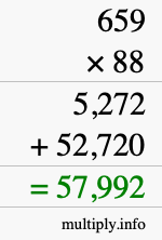 How to calculate 659 times 88 using long multiplication