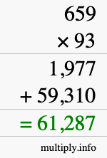 How to calculate 659 times 93 using long multiplication