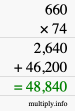 How to calculate 660 times 74 using long multiplication