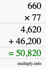 How to calculate 660 times 77 using long multiplication