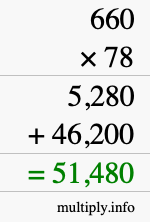 How to calculate 660 times 78 using long multiplication How to calculate 660 times 78 using long multiplication
