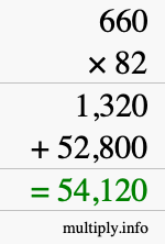 How to calculate 660 times 82 using long multiplication