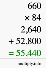 How to calculate 660 times 84 using long multiplication