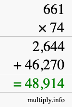 How to calculate 661 times 74 using long multiplication