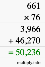 How to calculate 661 times 76 using long multiplication