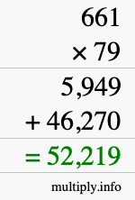 How to calculate 661 times 79 using long multiplication