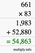How to calculate 661 times 83 using long multiplication