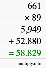 How to calculate 661 times 89 using long multiplication