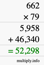 How to calculate 662 times 79 using long multiplication