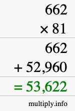 How to calculate 662 times 81 using long multiplication