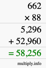 How to calculate 662 times 88 using long multiplication
