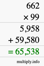 How to calculate 662 times 99 using long multiplication