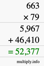 How to calculate 663 times 79 using long multiplication