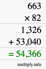 How to calculate 663 times 82 using long multiplication