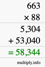 How to calculate 663 times 88 using long multiplication