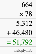 How to calculate 664 times 78 using long multiplication How to calculate 664 times 78 using long multiplication