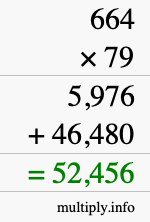 How to calculate 664 times 79 using long multiplication