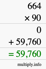 How to calculate 664 times 90 using long multiplication