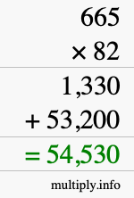 How to calculate 665 times 82 using long multiplication
