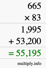 How to calculate 665 times 83 using long multiplication