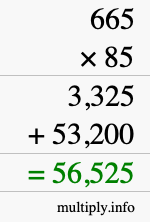 How to calculate 665 times 85 using long multiplication How to calculate 665 times 85 using long multiplication