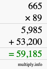 How to calculate 665 times 89 using long multiplication