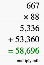 How to calculate 667 times 88 using long multiplication