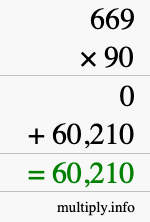 How to calculate 669 times 90 using long multiplication
