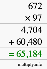 How to calculate 672 times 97 using long multiplication