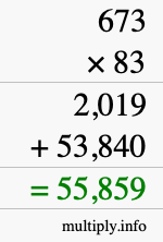 How to calculate 673 times 83 using long multiplication