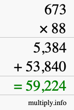 How to calculate 673 times 88 using long multiplication