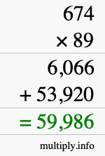 How to calculate 674 times 89 using long multiplication