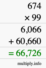 How to calculate 674 times 99 using long multiplication How to calculate 674 times 99 using long multiplication