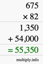 How to calculate 675 times 82 using long multiplication