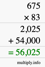 How to calculate 675 times 83 using long multiplication