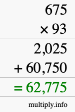 How to calculate 675 times 93 using long multiplication