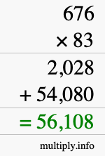 How to calculate 676 times 83 using long multiplication