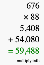 How to calculate 676 times 88 using long multiplication