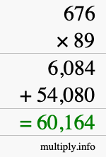 How to calculate 676 times 89 using long multiplication