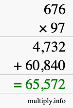 How to calculate 676 times 97 using long multiplication