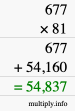 How to calculate 677 times 81 using long multiplication