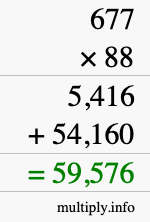 How to calculate 677 times 88 using long multiplication