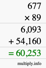 How to calculate 677 times 89 using long multiplication